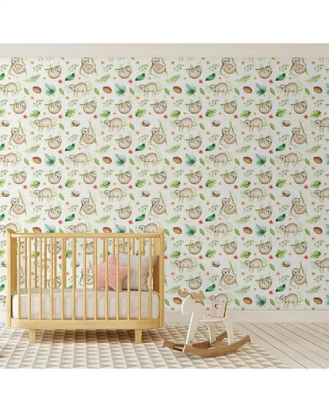 Cute Baby Sloth Kids Room Removable Wallpaper