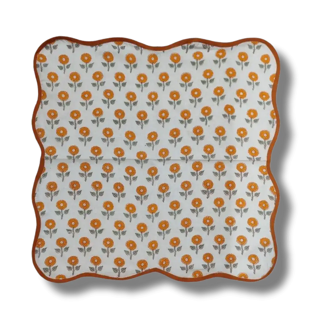 Daisy Block Printed Cotton Napkins