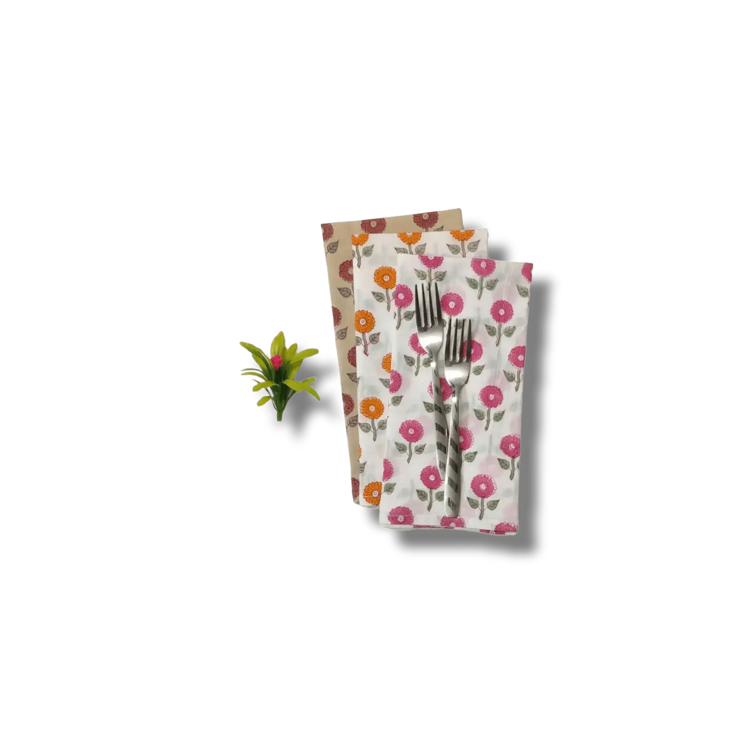 Daisy Block Printed Cotton Napkins