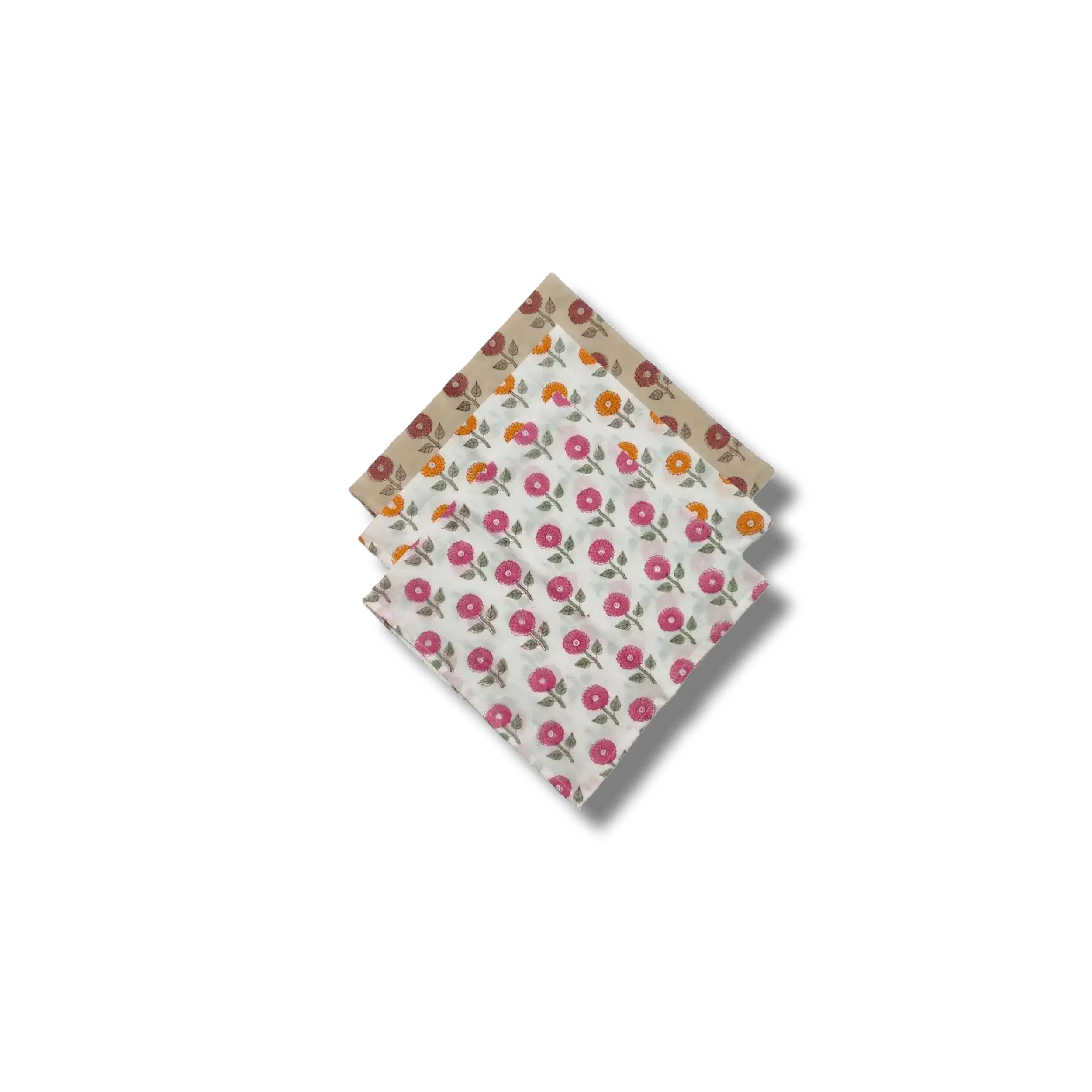 Daisy Block Printed Cotton Napkins