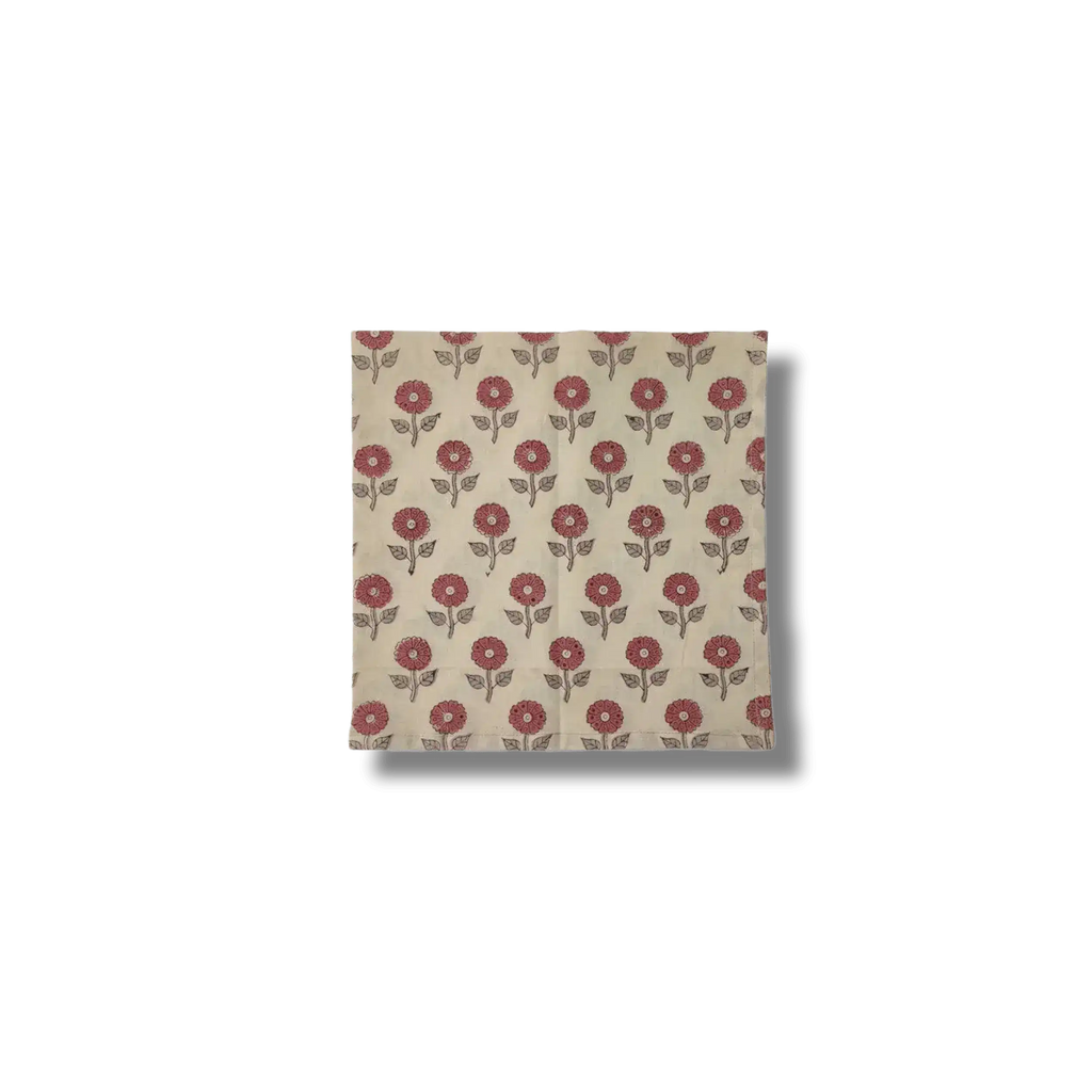 Daisy Block Printed Cotton Napkins