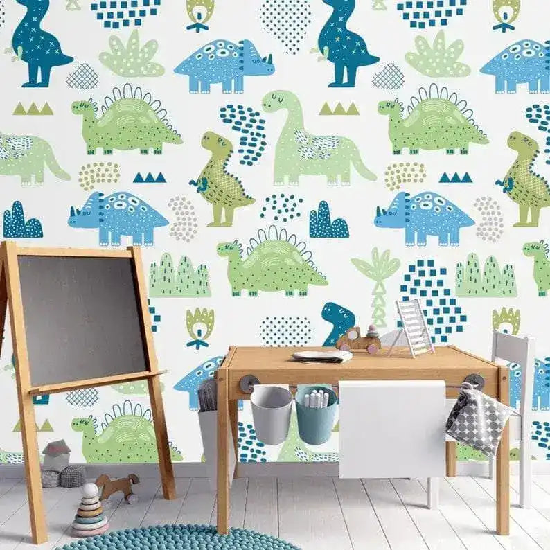 Dinosaurs in the Park Nursery Wallpaper