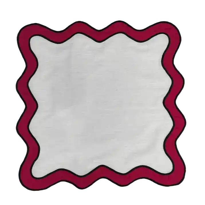Double Scalloped Red and White Cotton Placemats