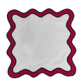 Double Scalloped Red and White Cotton Placemats