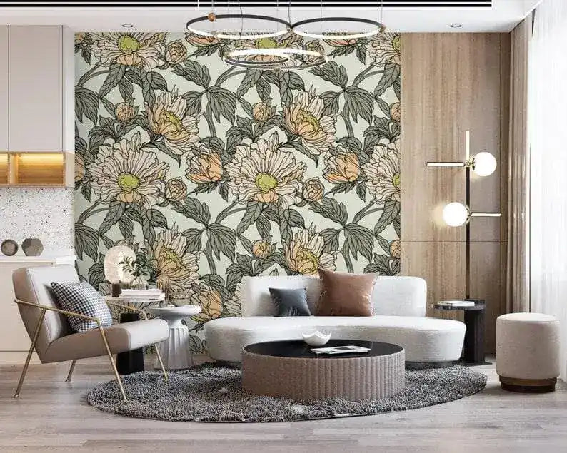 Dramatic Oversized Floral Wallpaper