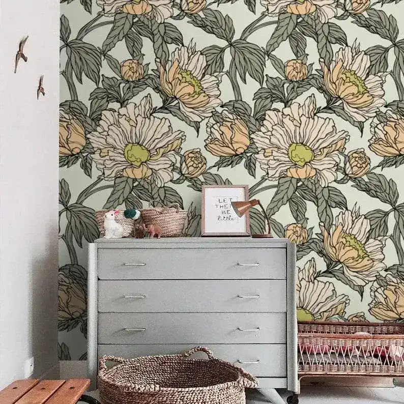 Dramatic Oversized Floral Wallpaper