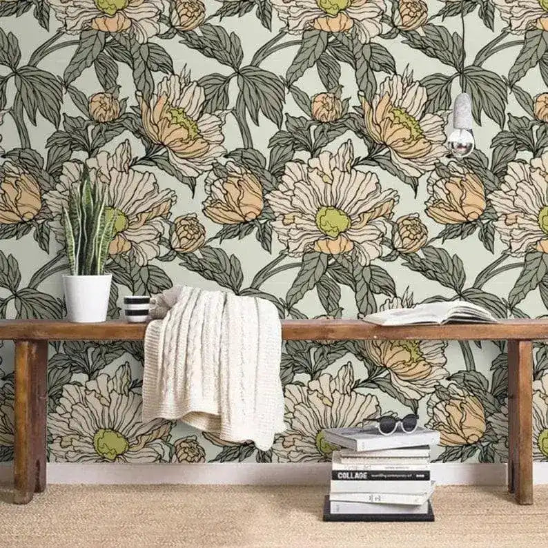 Dramatic Oversized Floral Wallpaper