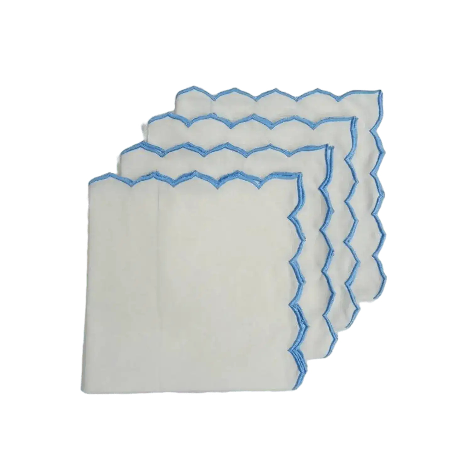 Edgy Scallop Trim White Cotton Napkins