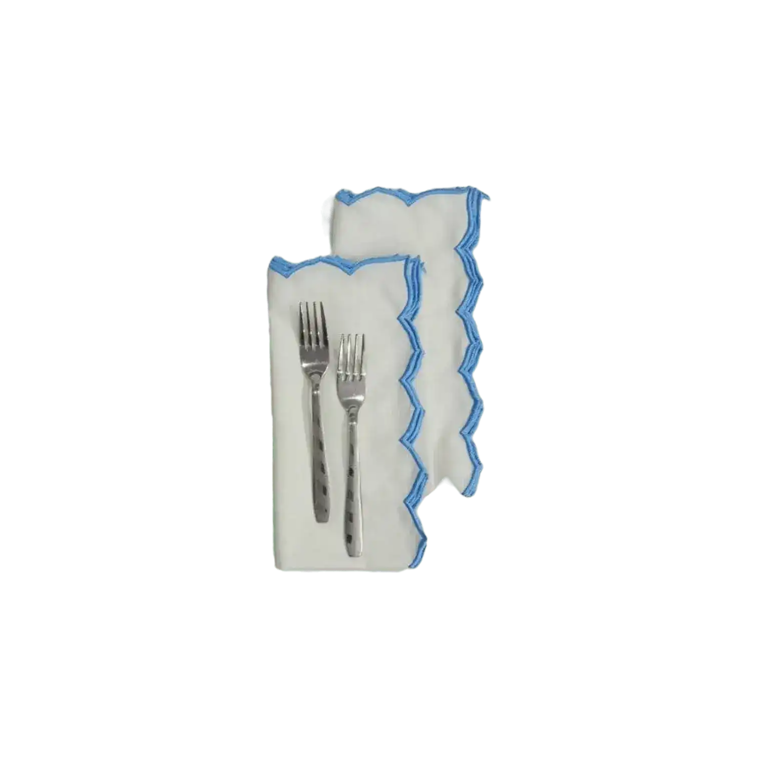 Edgy Scallop Trim White Cotton Napkins