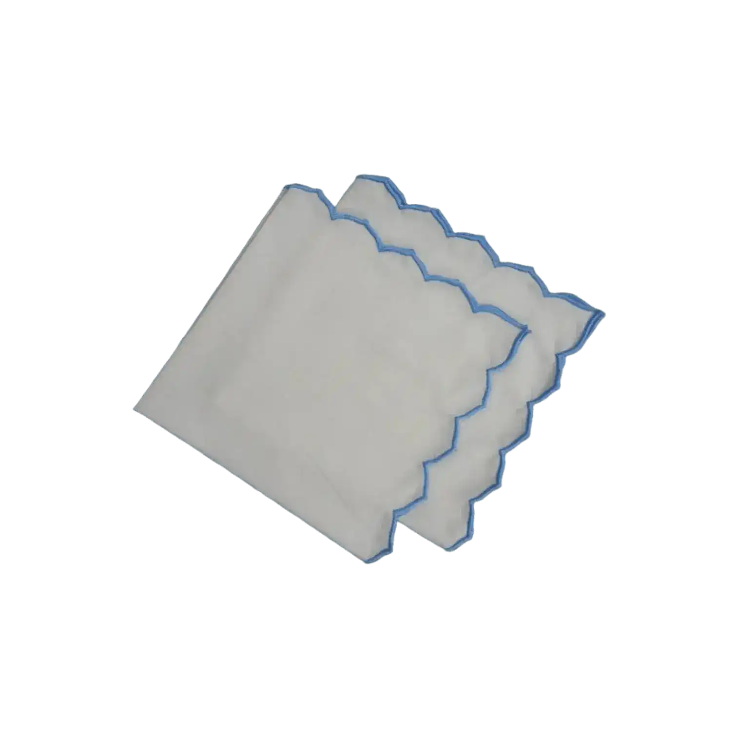 Edgy Scallop Trim White Cotton Napkins