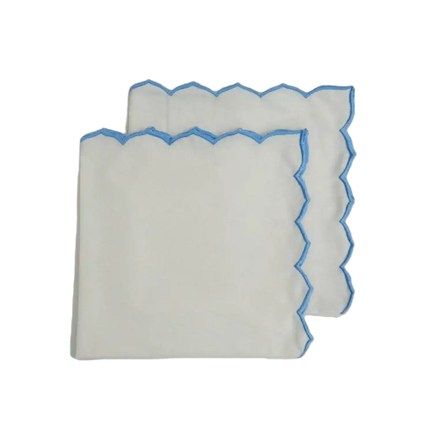 Edgy Scallop Trim White Cotton Napkins