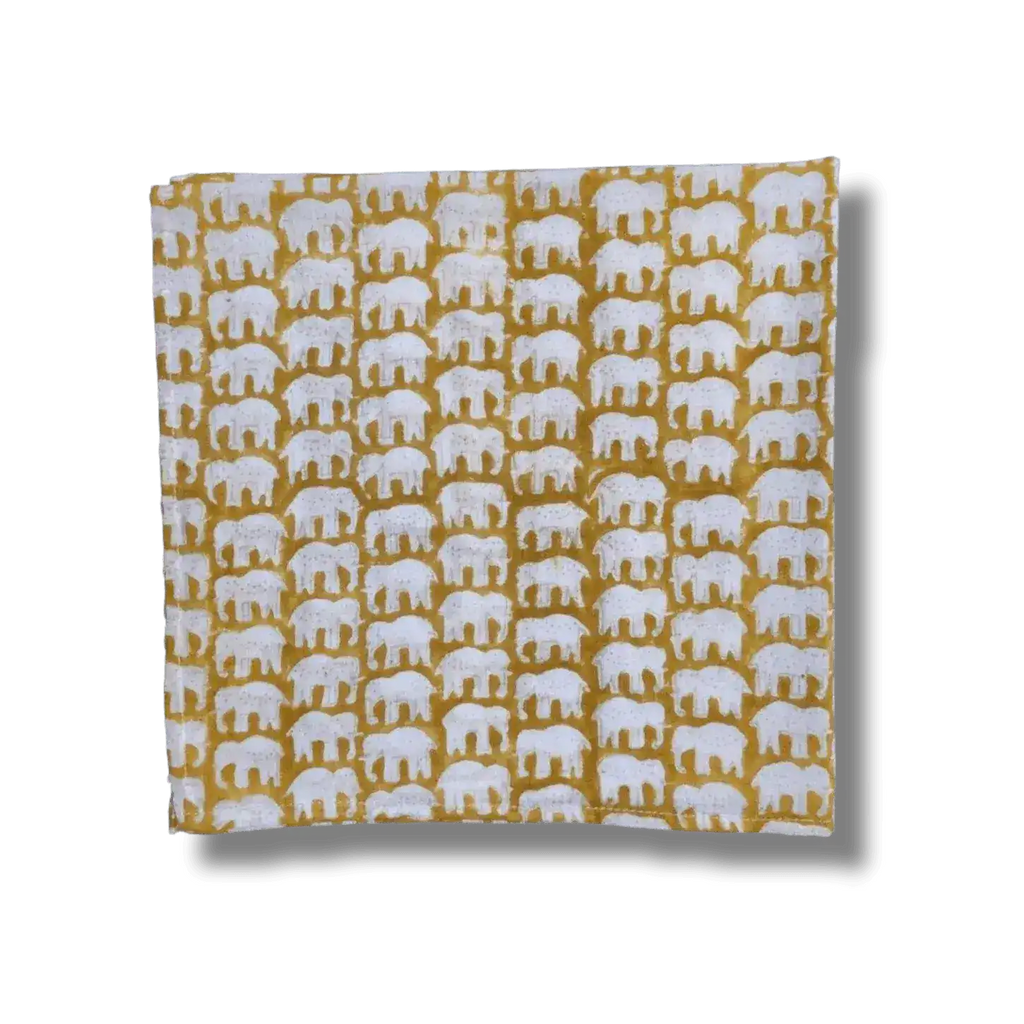 Elephant Block Printed Cotton Napkins