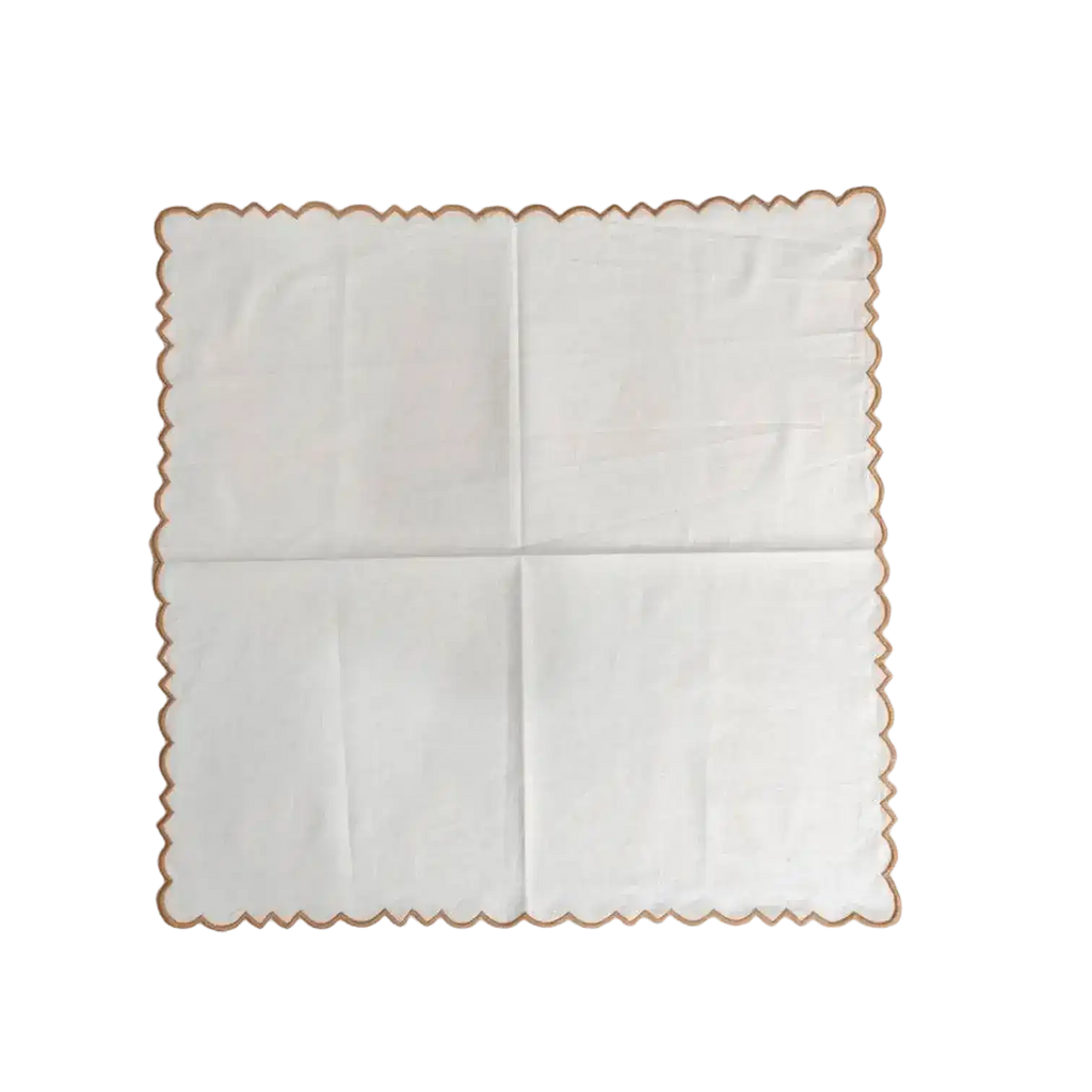 Embroidered Border White Cotton Napkins