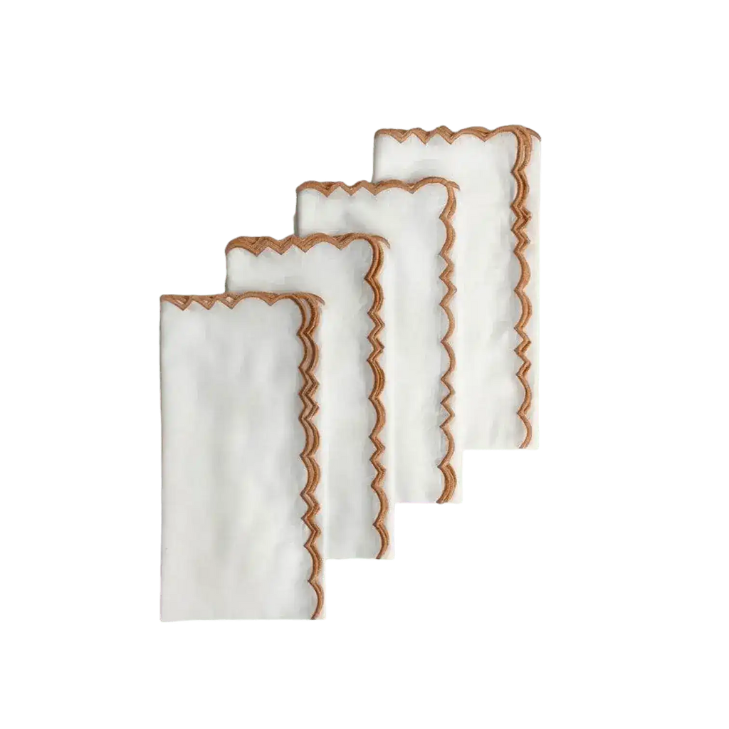 Embroidered Border White Cotton Napkins