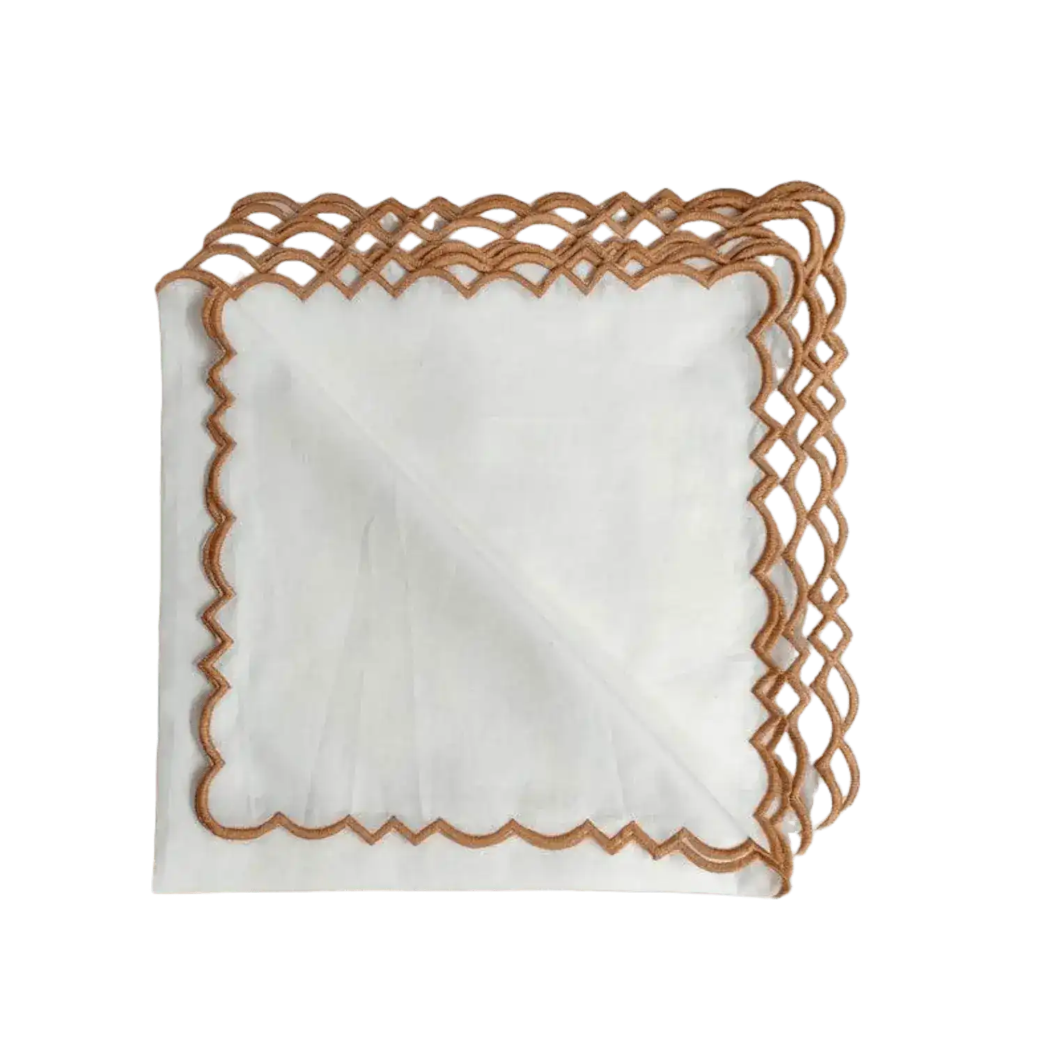 Embroidered Border White Cotton Napkins