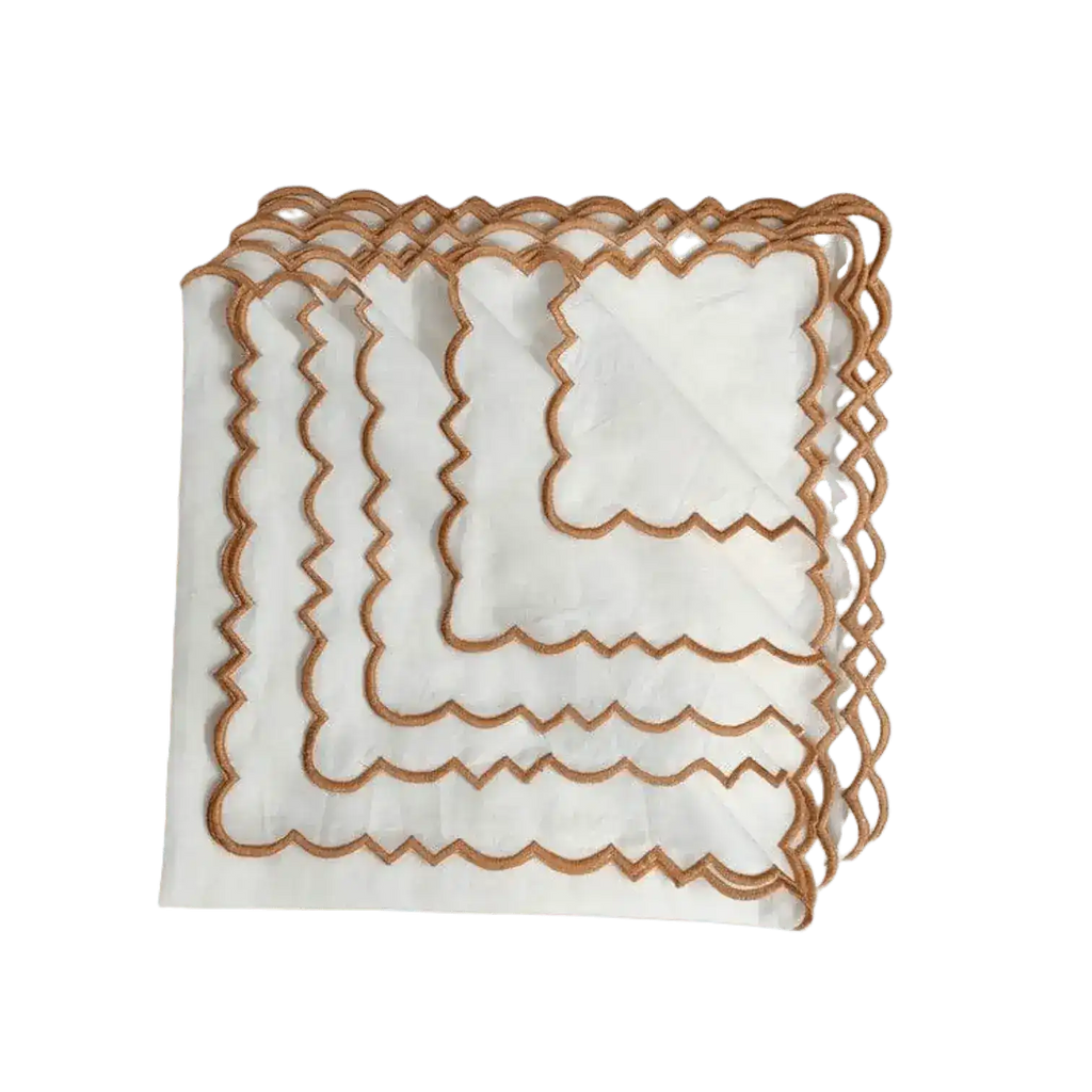 Embroidered Border White Cotton Napkins