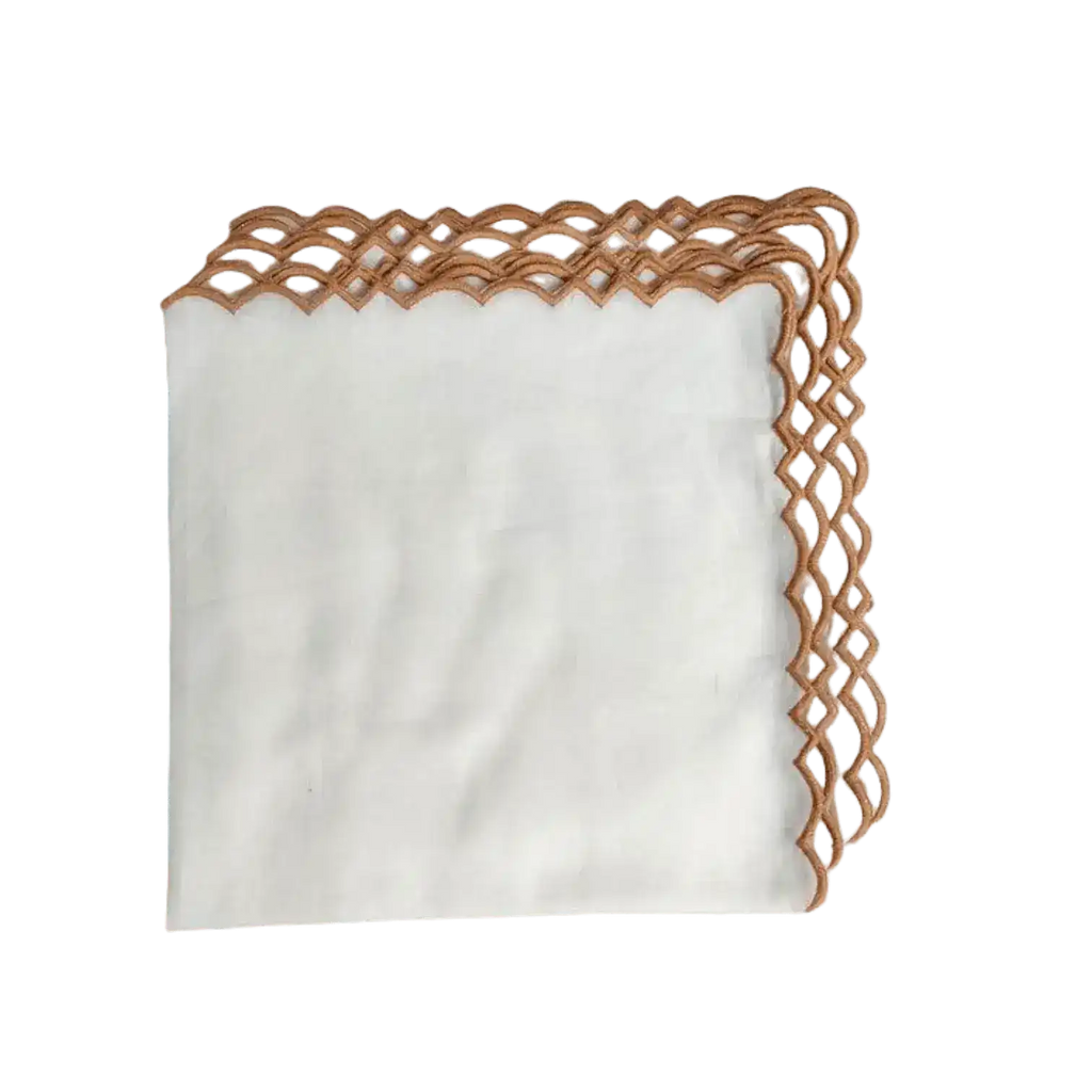 Embroidered Border White Cotton Napkins