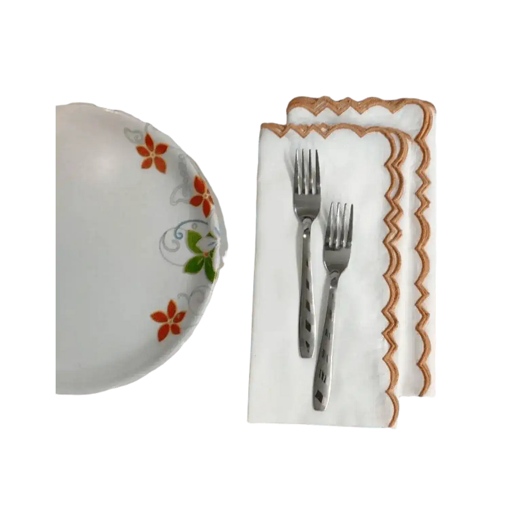 Embroidered Border White Cotton Napkins