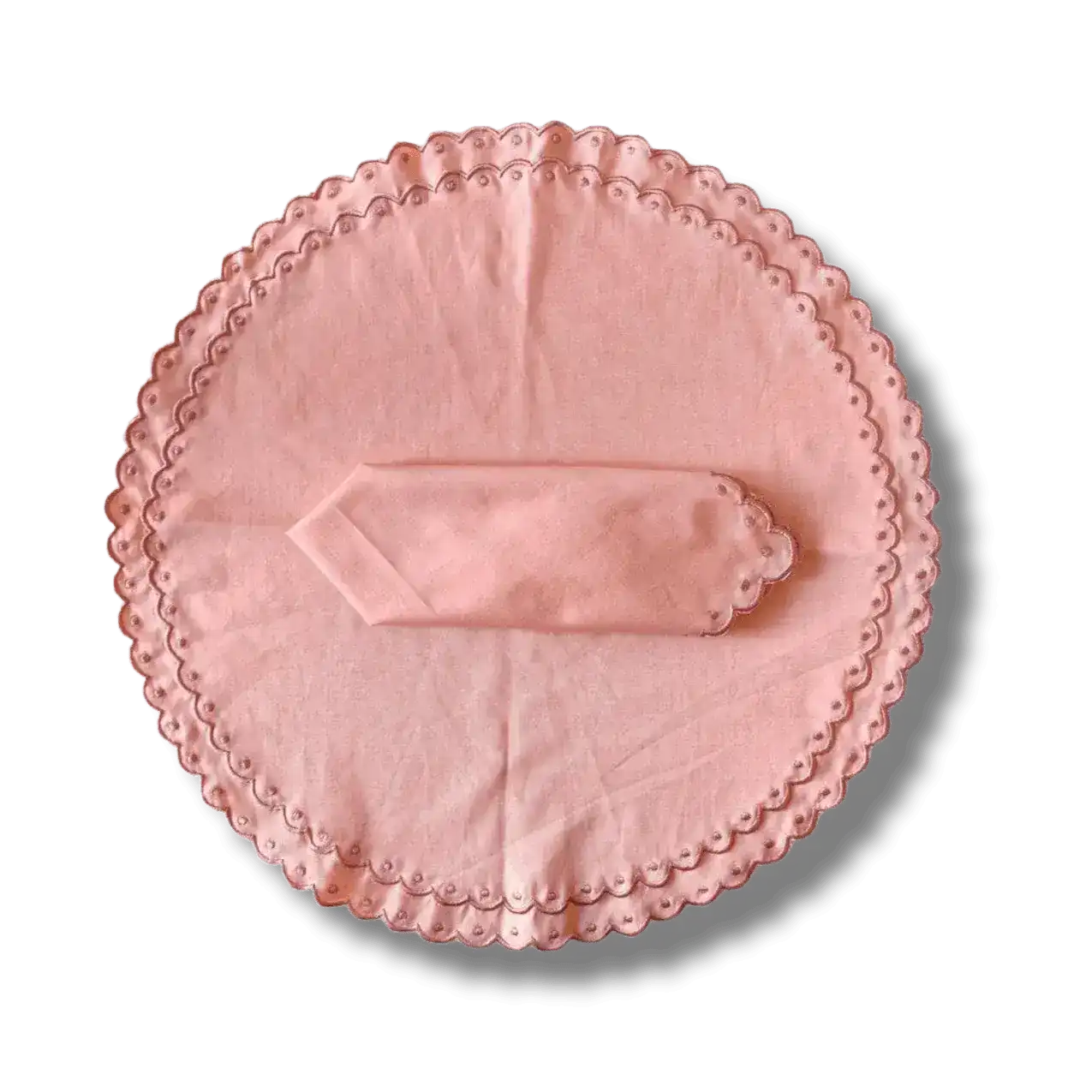 Embroidered Scalloped Round Biodegradable Napkins