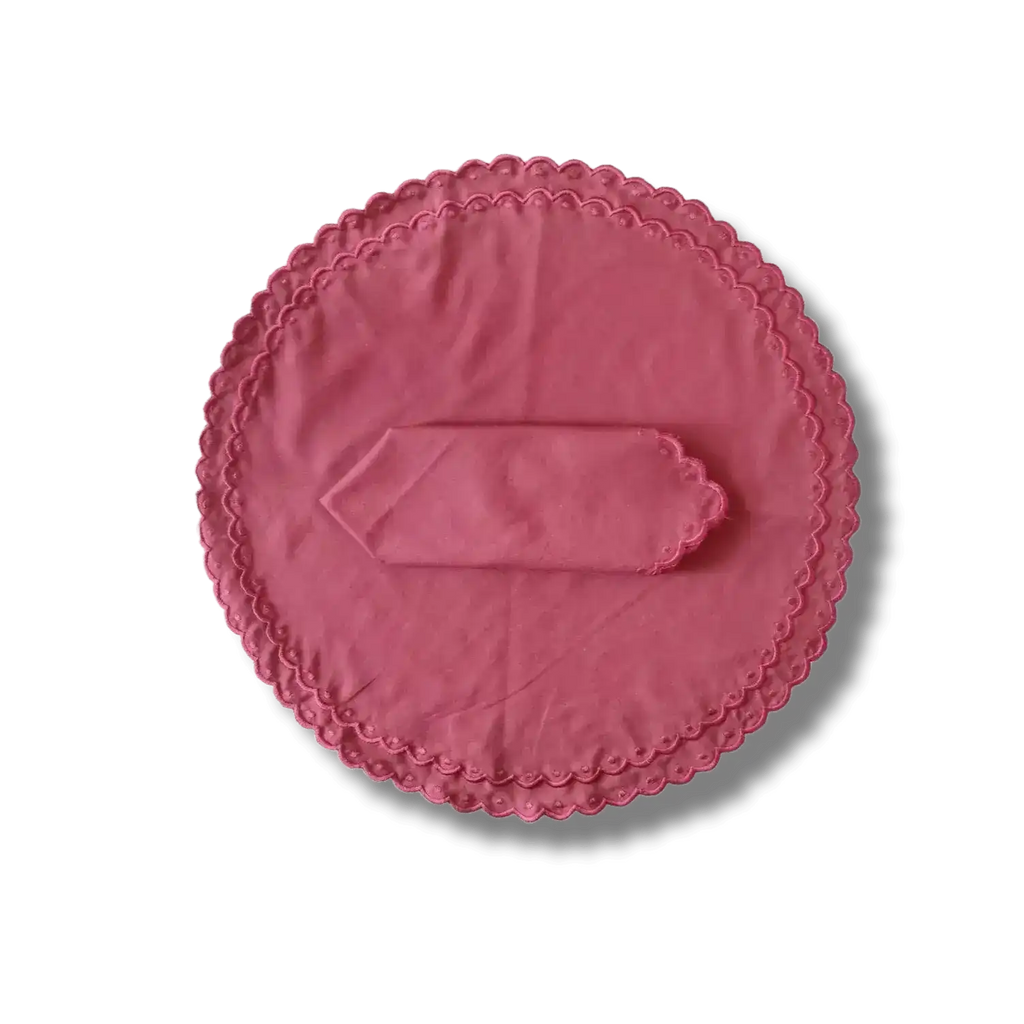 Embroidered Scalloped Round Biodegradable Napkins