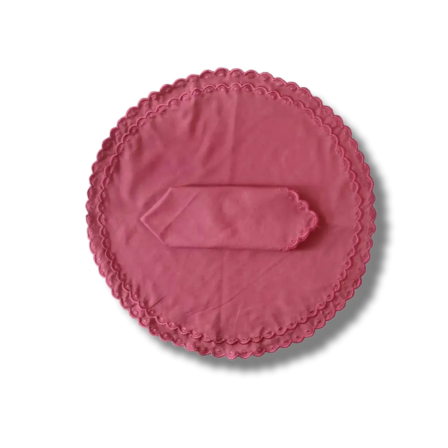 Embroidered Scalloped Round Biodegradable Napkins
