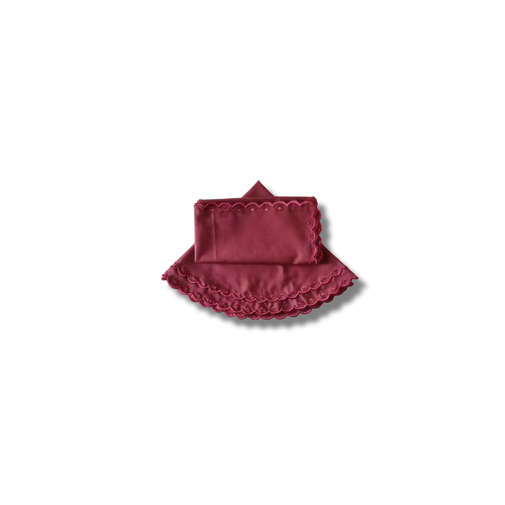Embroidered Scalloped Round Biodegradable Napkins