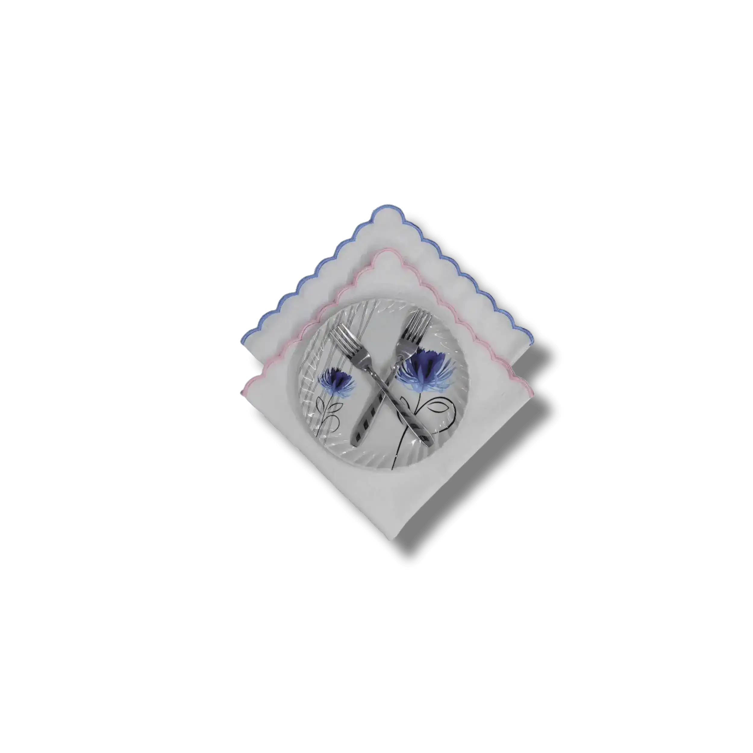 Embroidered Trim White Linen Napkins