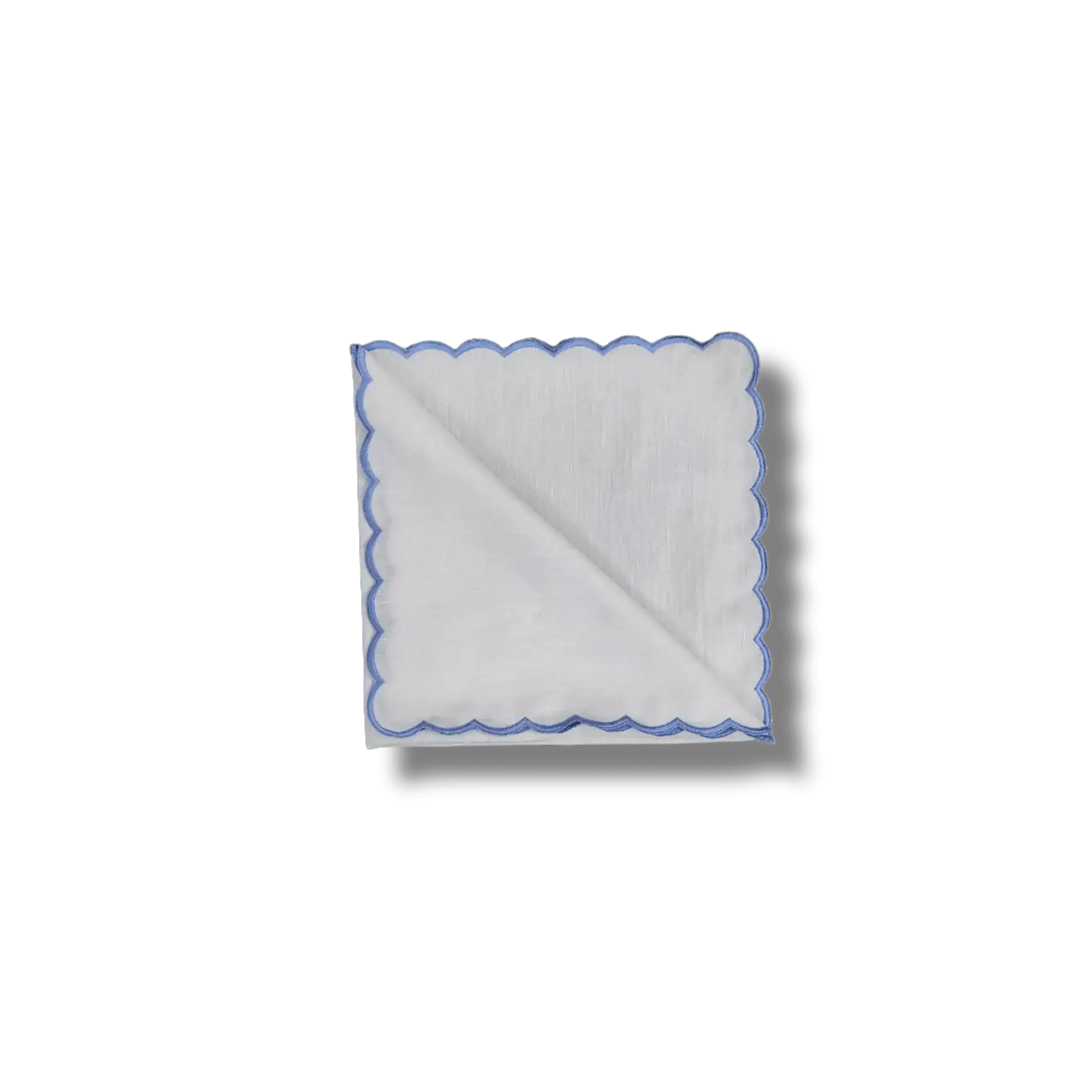 Embroidered Trim White Linen Napkins