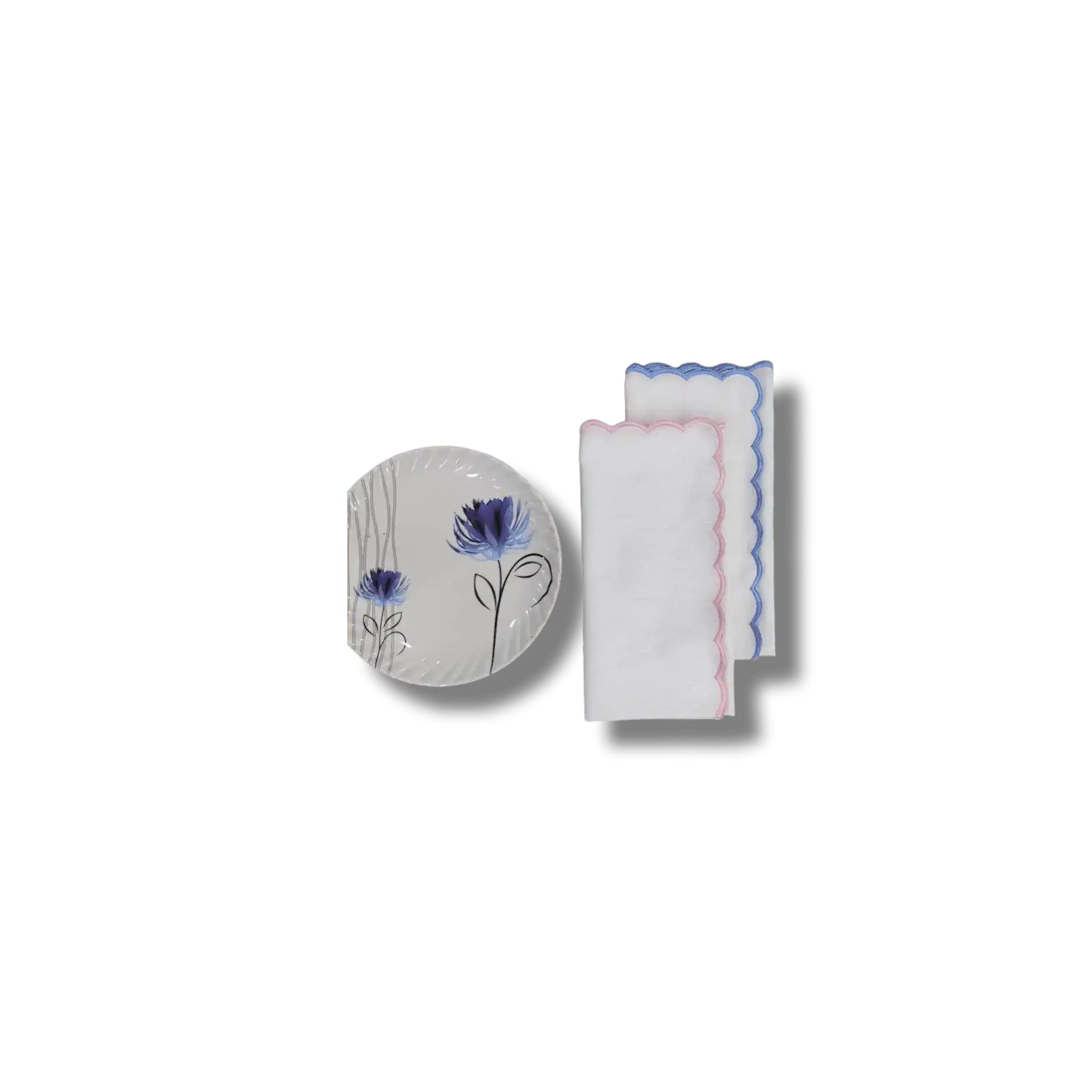 Embroidered Trim White Linen Napkins