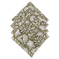 Emmy Green and White Block Printed Cotton Napkins