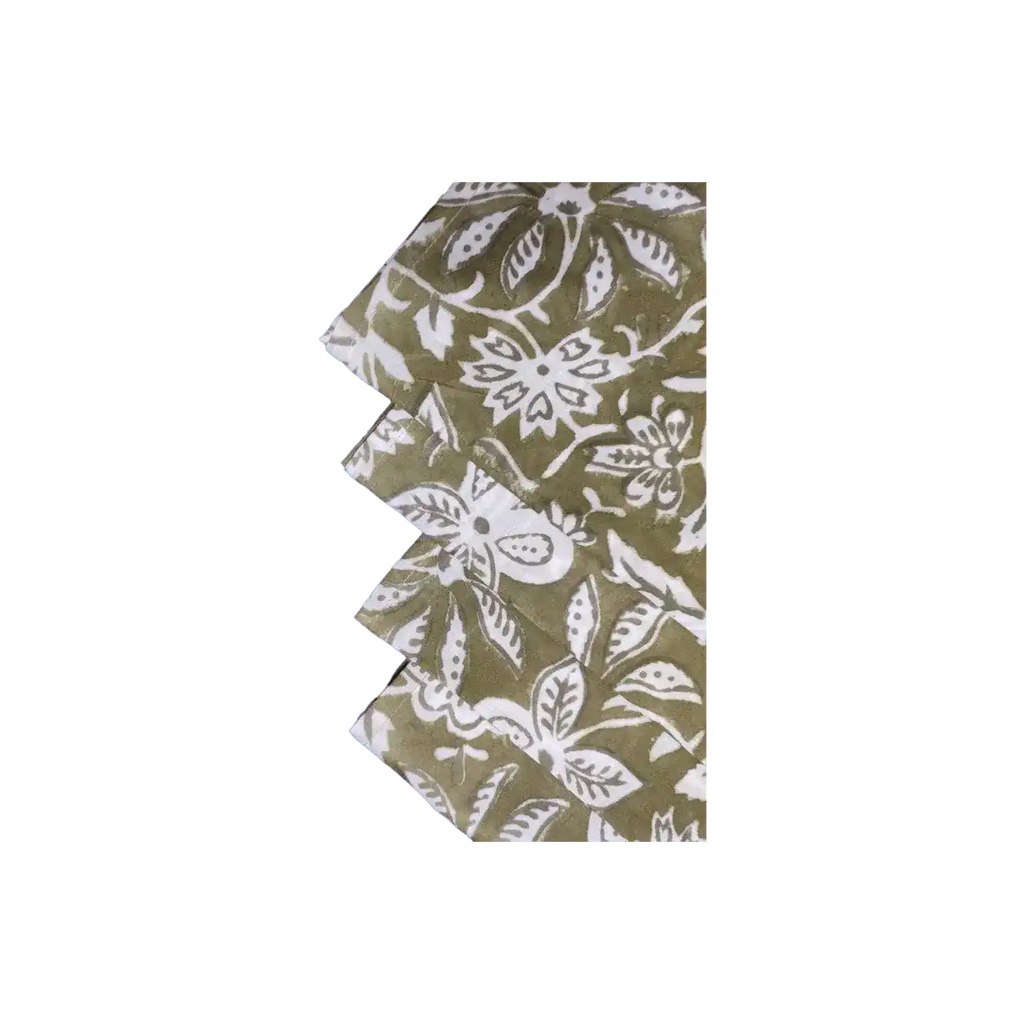Emmy Green and White Block Printed Cotton Napkins