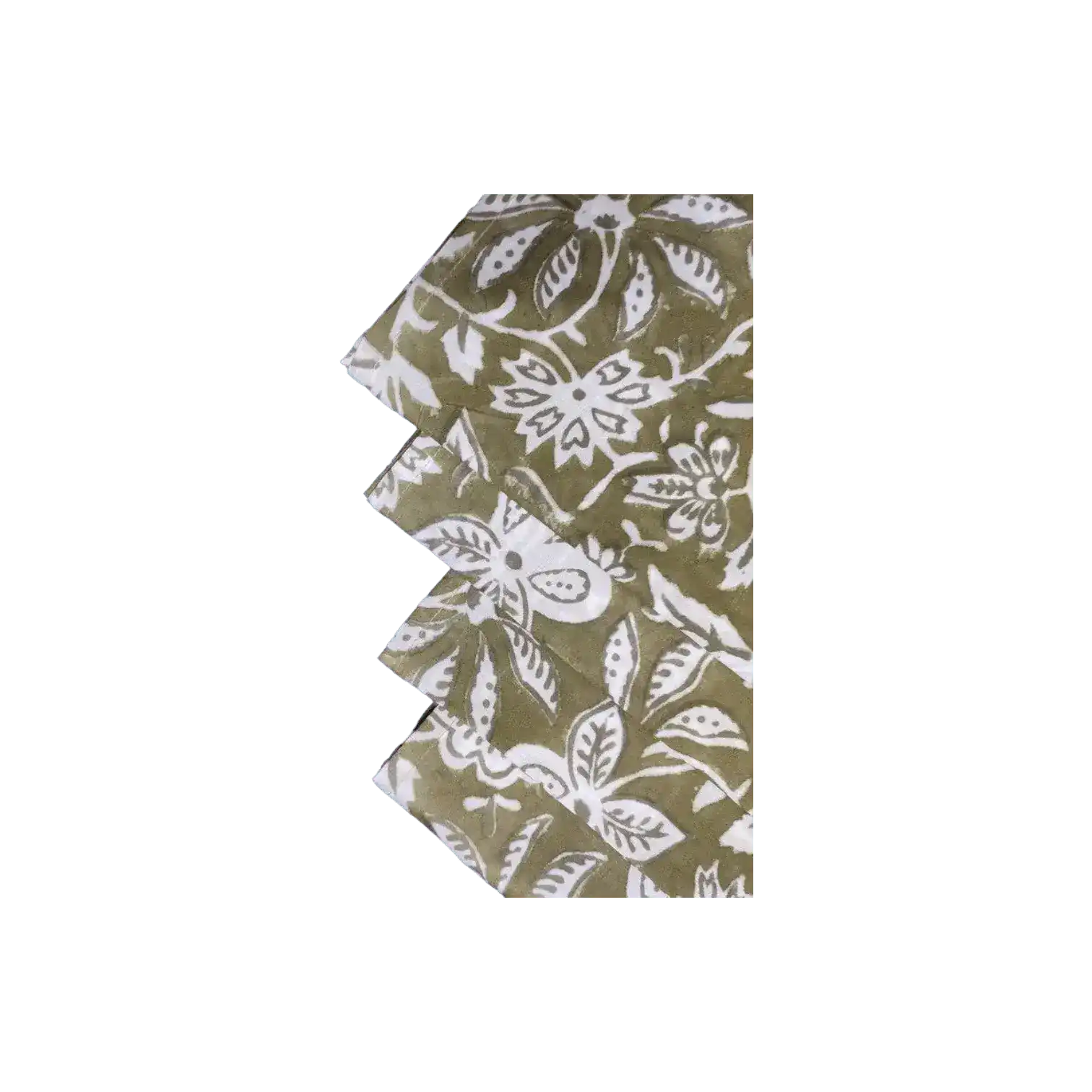 Emmy Green and White Block Printed Cotton Napkins