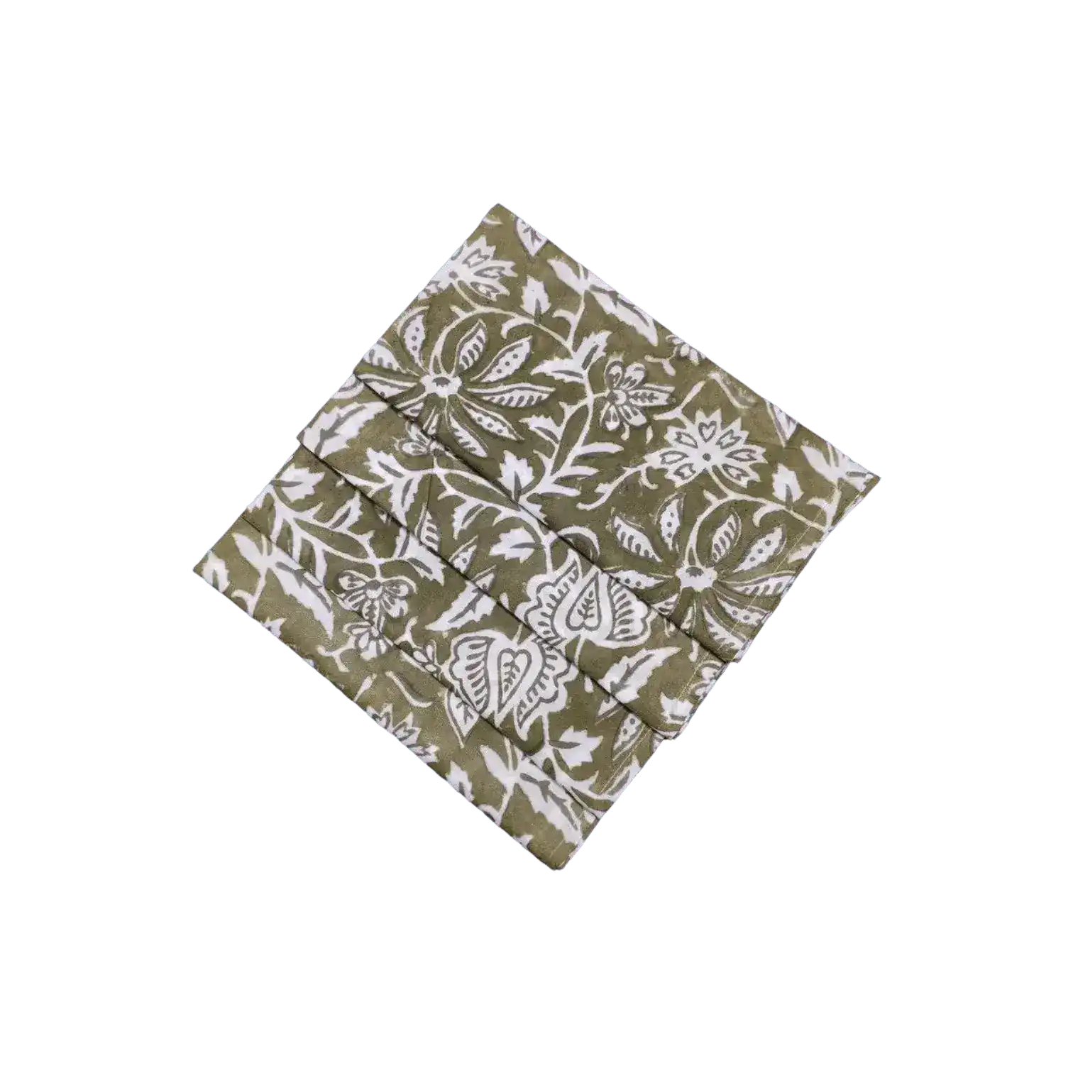 Emmy Green and White Block Printed Cotton Napkins