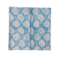 Floral White and Sky Blue Block Print Cotton Napkins