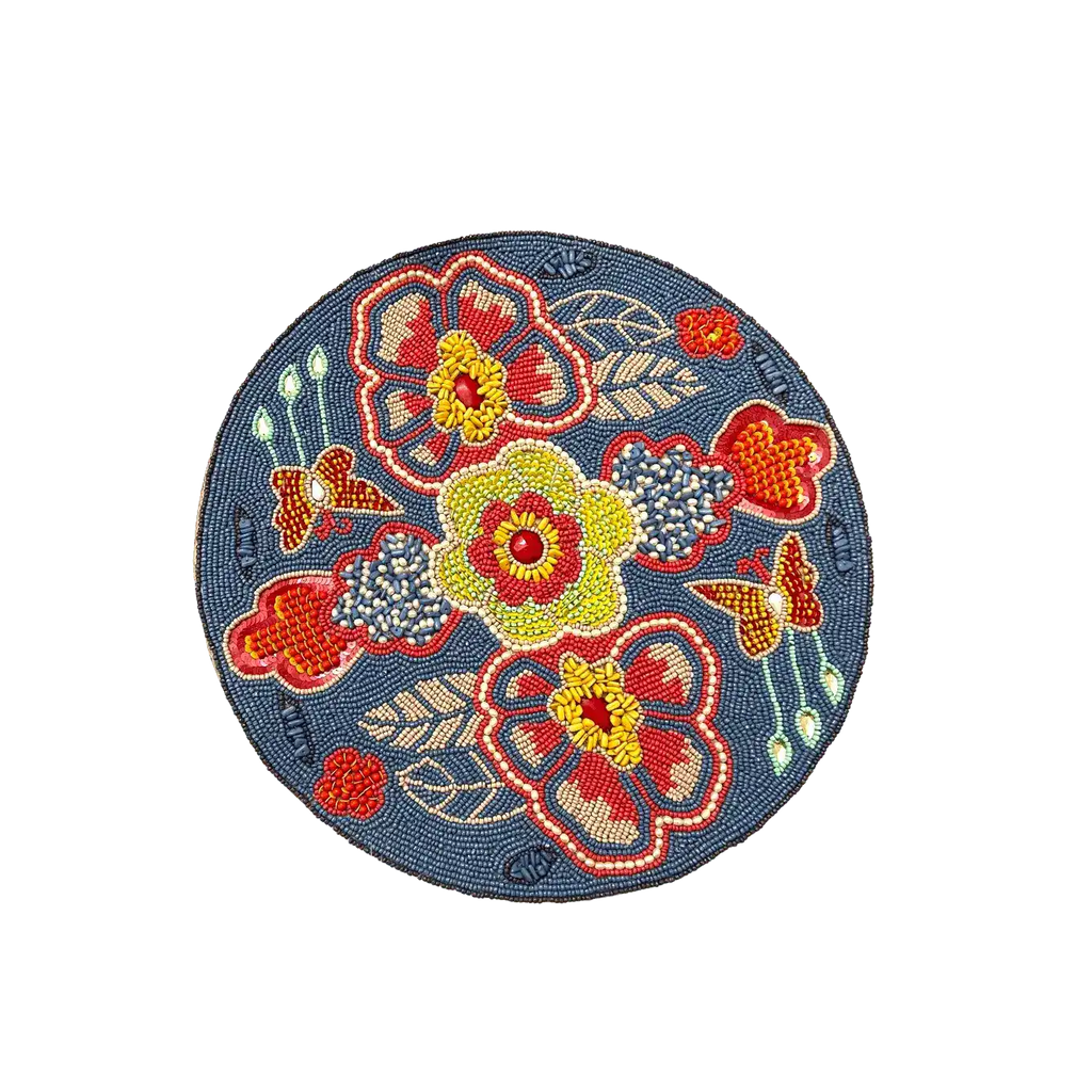 Flower and Butterfly Round Beaded Placemat