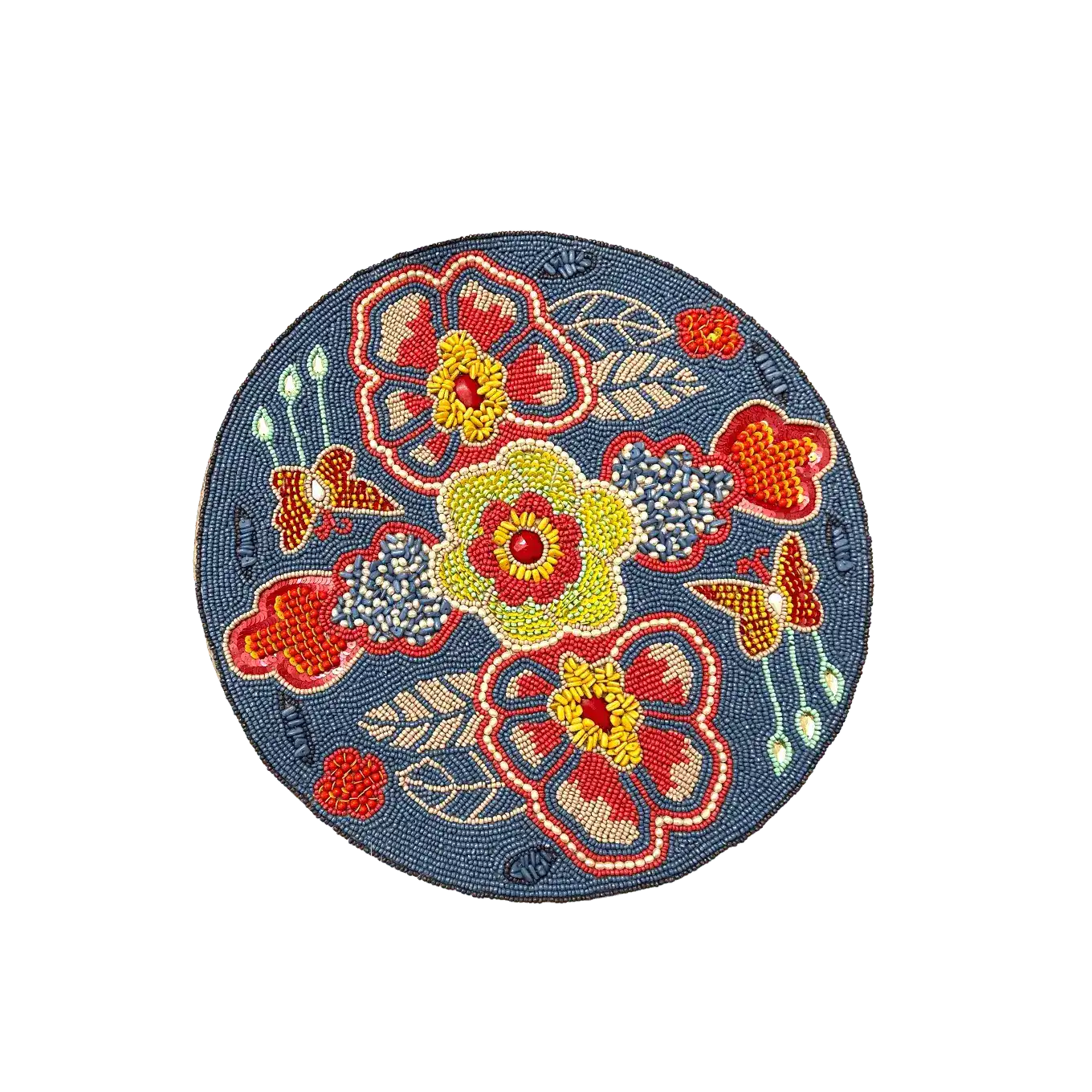 Flower and Butterfly Round Beaded Placemat