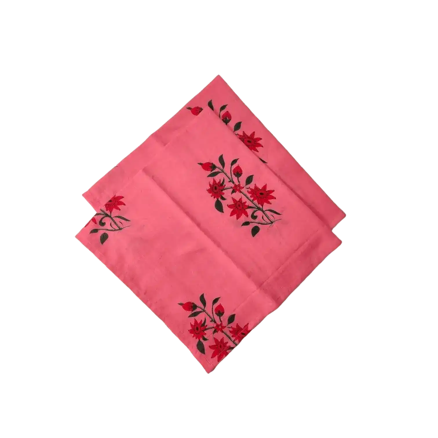 Flower Hand Blocked Print Cotton Napkins - Set of 4