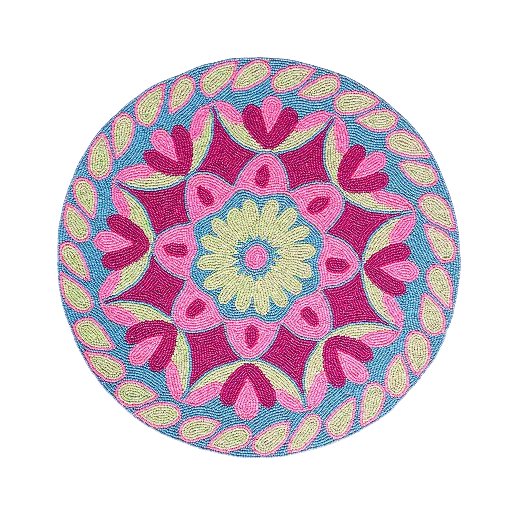 Flower Ocean Beaded Round Placemats