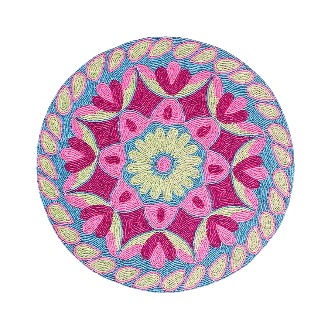 Flower Ocean Beaded Round Placemats