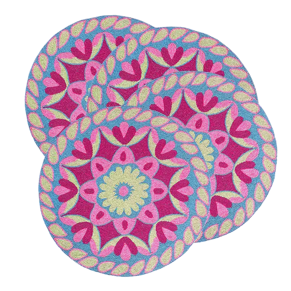 Flower Ocean Beaded Round Placemats