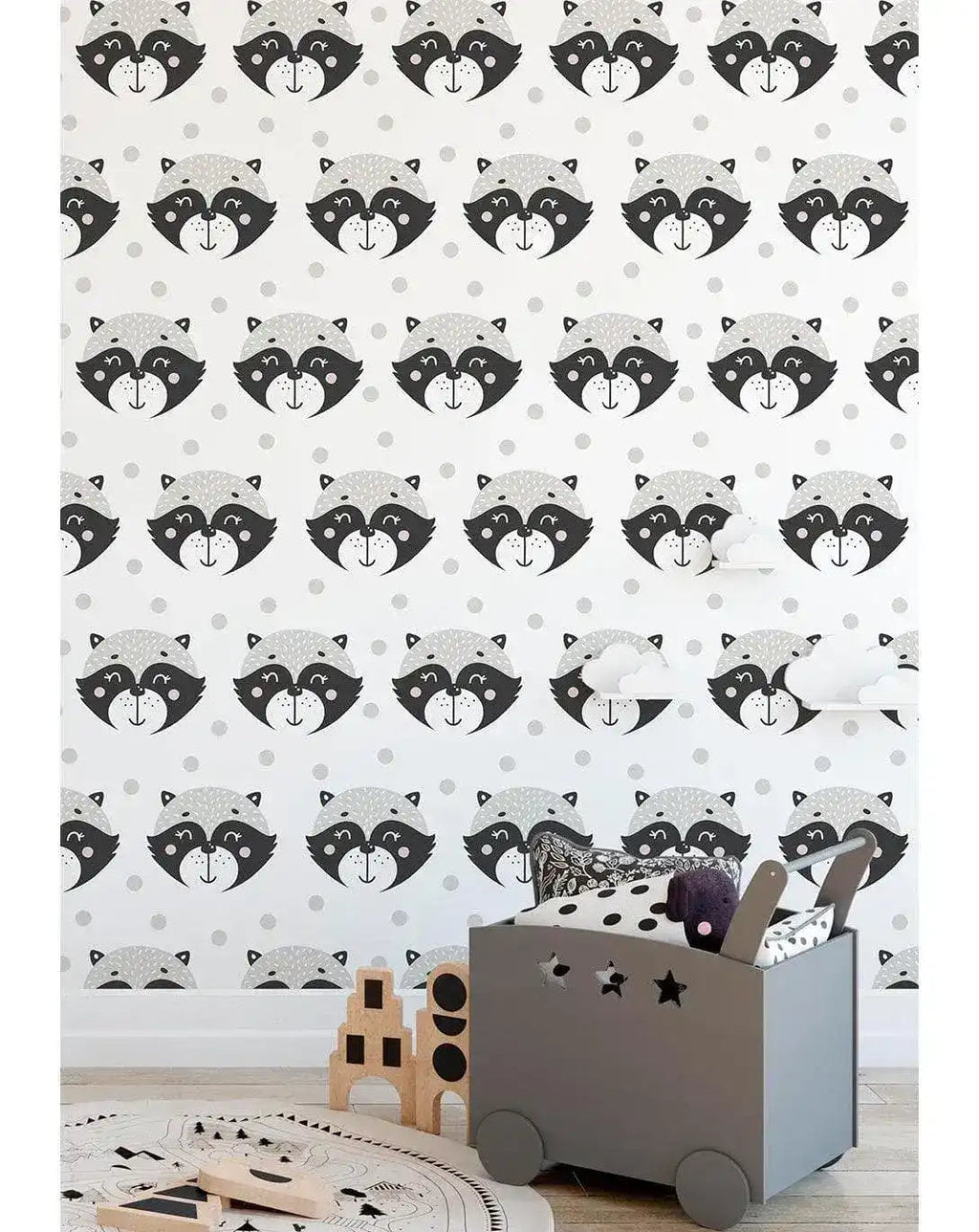 Friendly Raccoons Kids Animal Print Removable Wallpaper