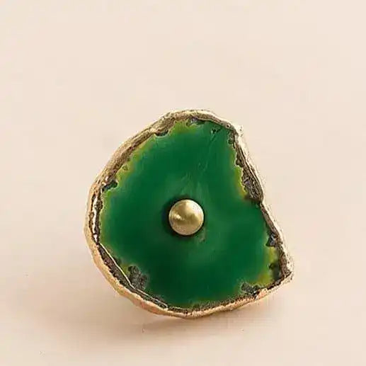 Gold Gilded Agate Stone Brass Cabinet Drawer Knob