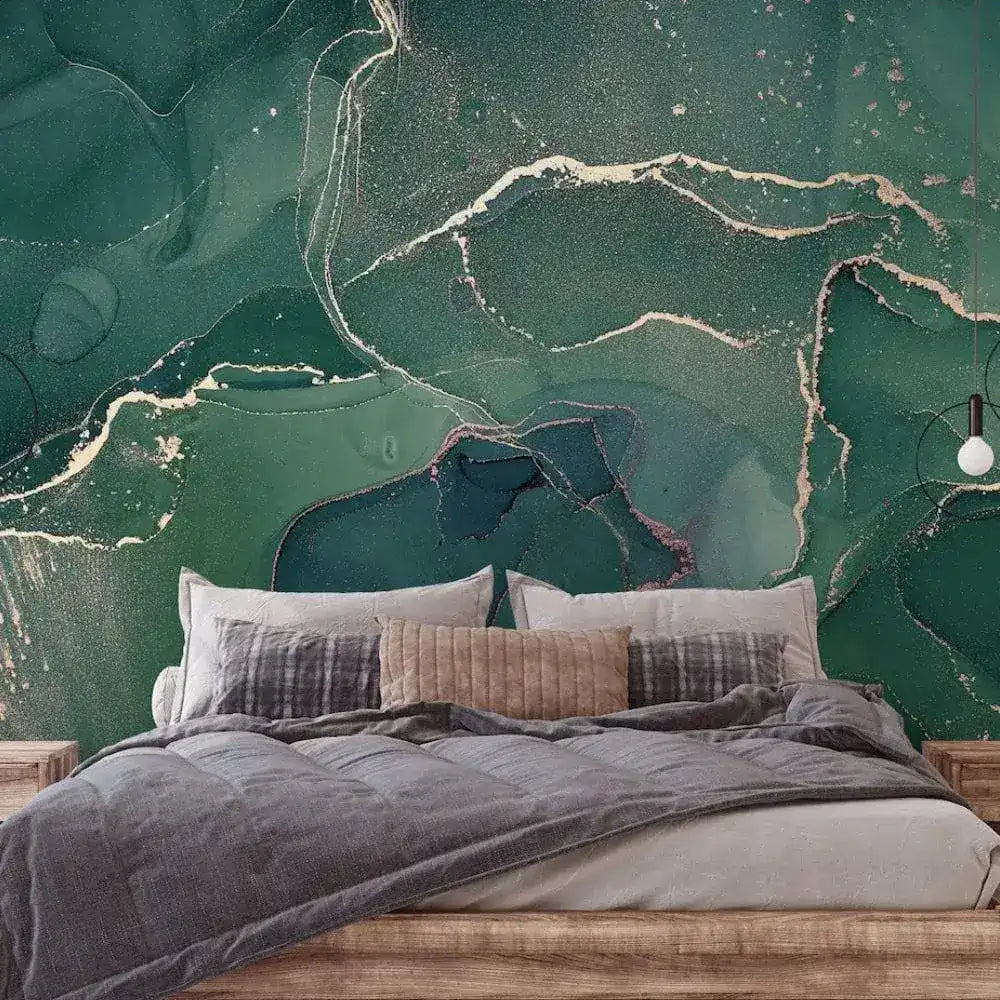 Green Abstract Marble Alcohol Ink Wall Mural