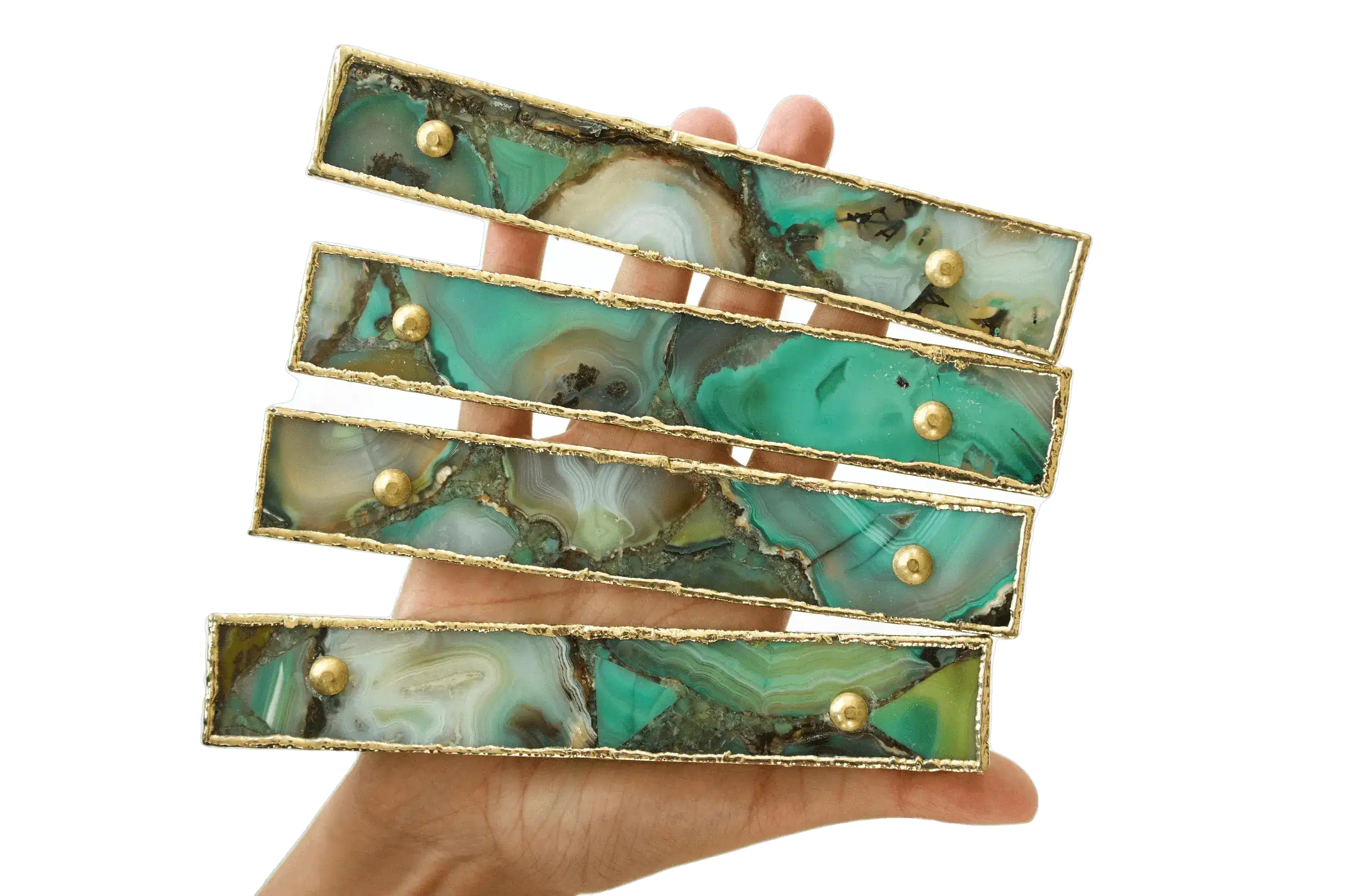 Green Agate Cabinet Door Pull Handle - Set of 4