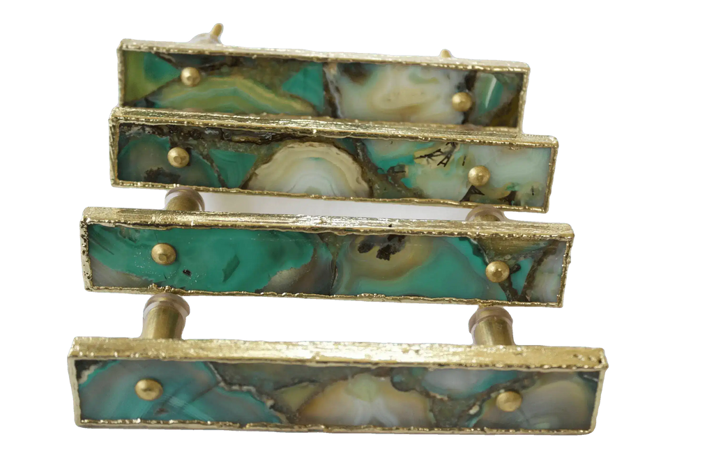 Green Agate Cabinet Door Pull Handle - Set of 4