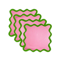 Green and Pink Scallop 100% Linen Square Placemat - Set of 4