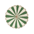 Green and White Beaded Scallop Round Placemats