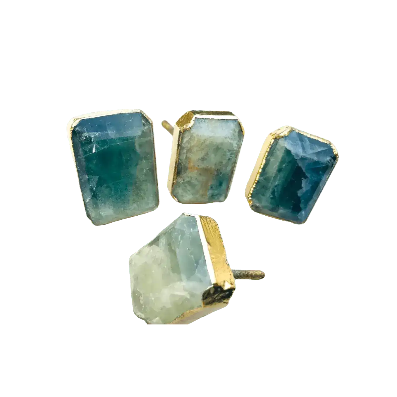 Green Fluorite Quartz Cabinet Door Pull Handle - Set of 4