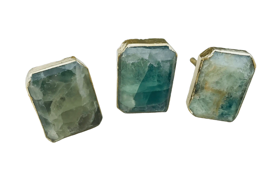 Green Fluorite Quartz Cabinet Door Pull Handle - Set of 4