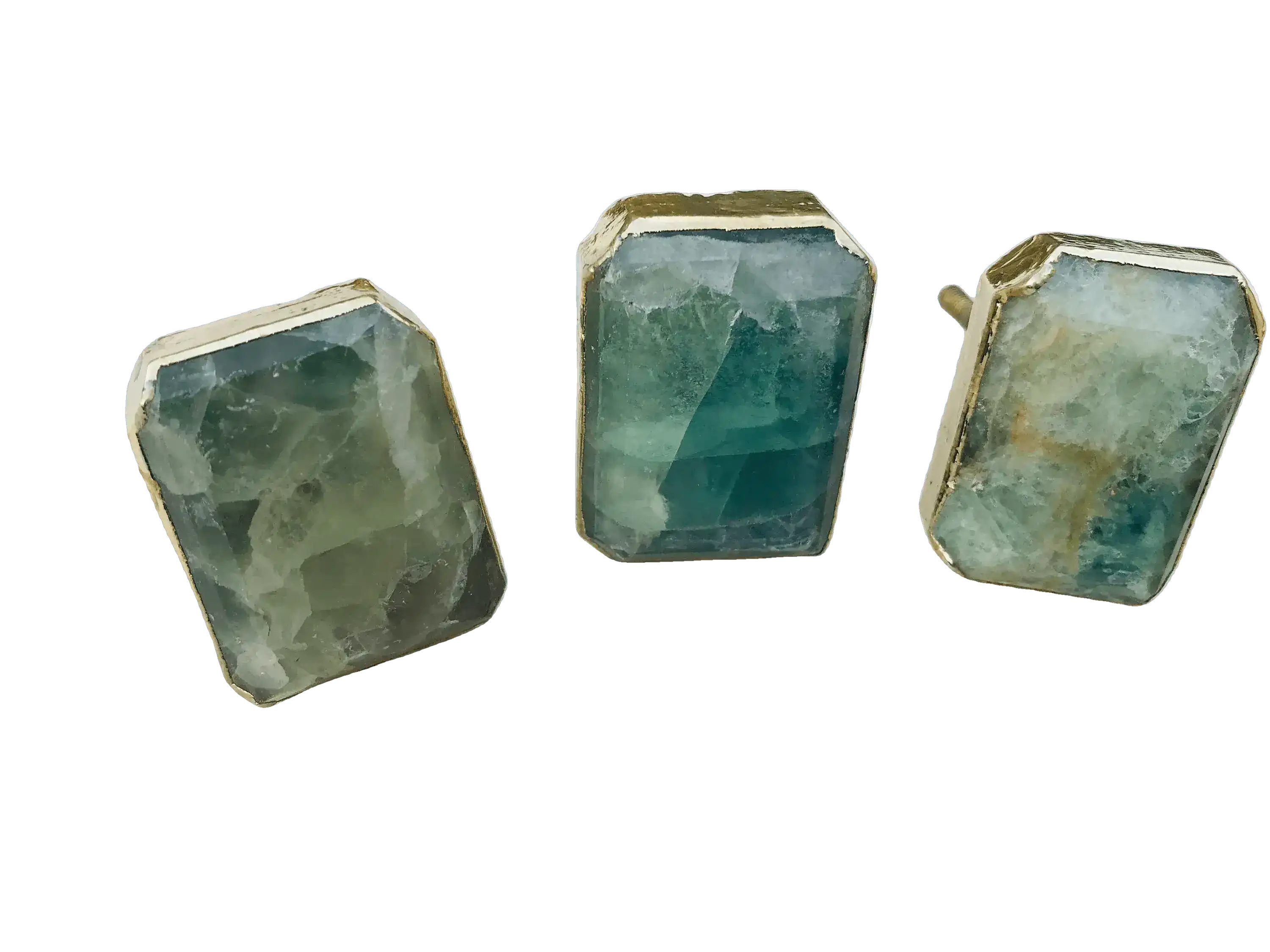 Green Fluorite Quartz Cabinet Door Pull Handle - Set of 4
